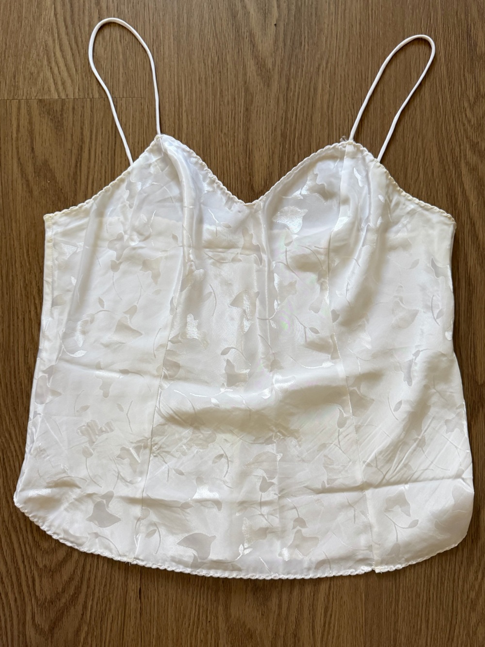 Vintage Deena White Satin Floral Jacquard Cami Corset Top Size 38